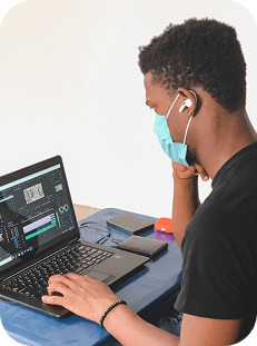 Student working on laptop